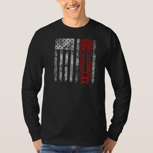 Silhouette Fuse Cutout American Flag Lineman  1 T-Shirt (Front)
