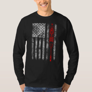 Silhouette Fuse Cutout American Flag Lineman T-Shirt