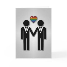 Silhouette Gay Grooms with Rainbow Heart