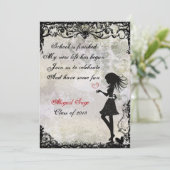 Silhouette Girl and Hearts Graduation Invitation (Standing Front)