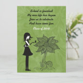 Silhouette Girl, Butterfly and Flower Graduation Invitation (Standing Front)