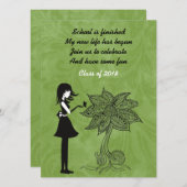 Silhouette Girl, Butterfly and Flower Graduation Invitation (Front/Back)