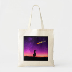 Silhouette Girl Watches Meteor Crash To Earth Tote Bag