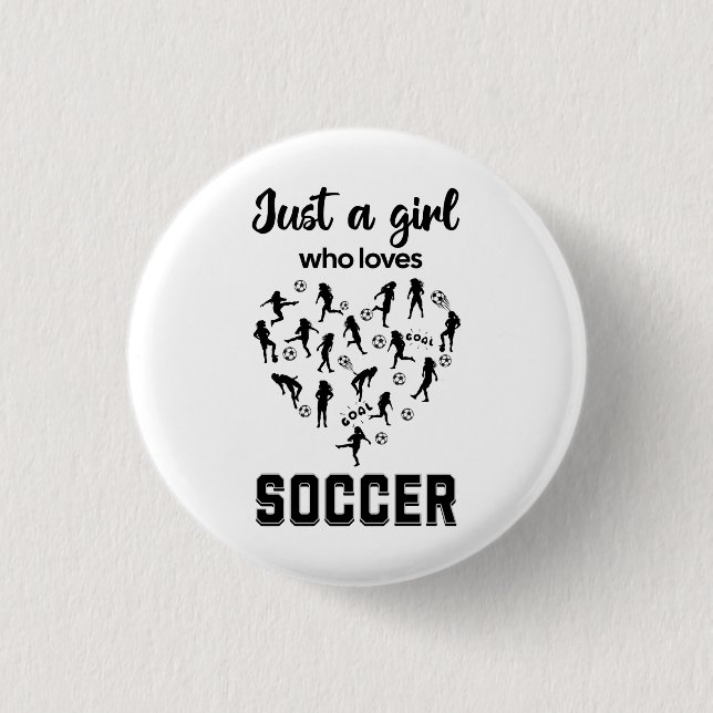 Silhouette girls playing Soccer  Button (Front)