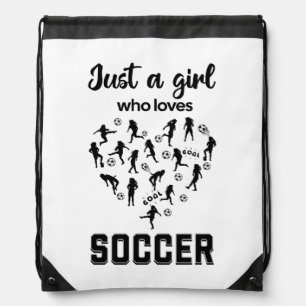 Silhouette girls playing Soccer Drawstring Bag