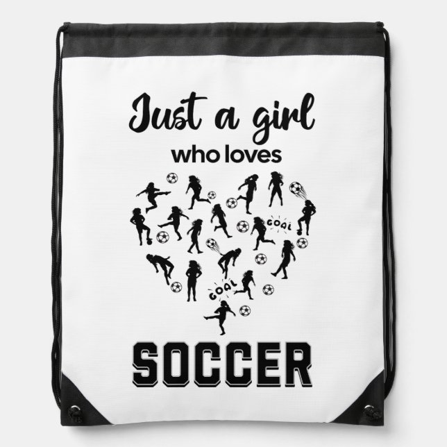 Silhouette girls playing Soccer  Drawstring Bag (Front)