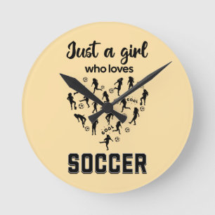 Silhouette girls playing Soccer  Round Clock