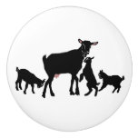 Silhouette Goat and Triplets Ceramic Knob