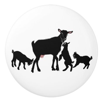 Silhouette Goat And Triplets Ceramic Knob by getyergoat at Zazzle