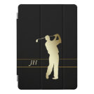 Silhouette Gold Golfer Monogram iPad Pro Cover Silhouette Gold Golfer Monogram iPad Pro Cover
