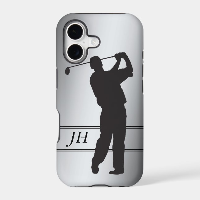 Silhouette Golfer Monogram Case-Mate iPhone Case (Back)