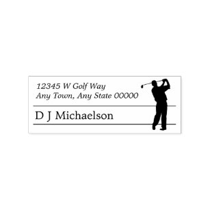 Silhouette Golfer Return Address Wood Art Stamp
