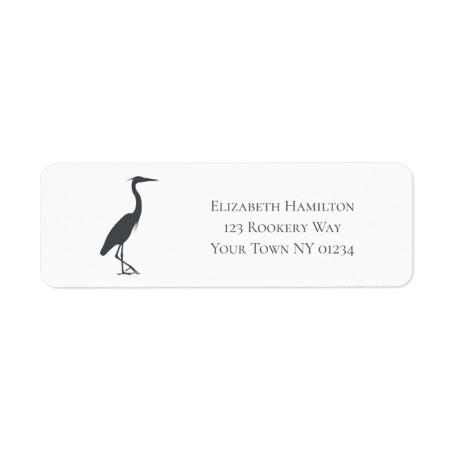 silhouette Great Blue Heron Egret personalized Label (Front)