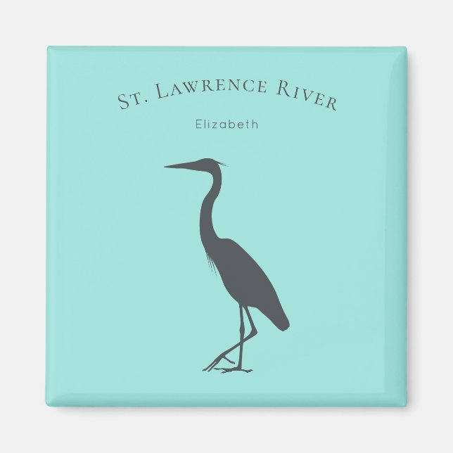 silhouette Great Blue Heron standing personalized Magnet (Front)
