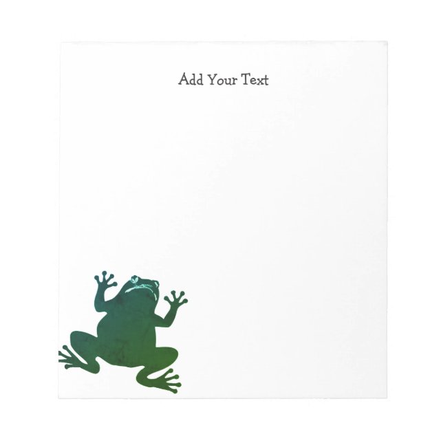 Silhouette Green Frog Personalized Text  Notepad (Front)