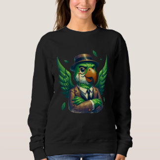 Silhouette Green Parrot Cartoon Illustration Graph Sweatshirt