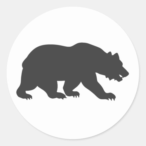 Silhouette grizzly bear_Choose background color Classic Round Sticker