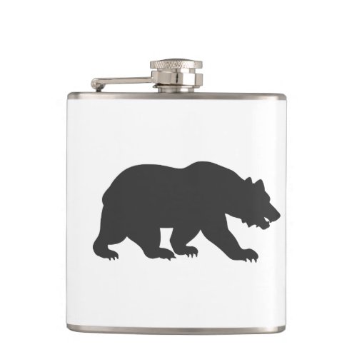 Silhouette grizzly bear_Choose background color Flask