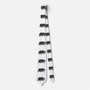 Silhouette grizzly bear-Choose background color Neck Tie