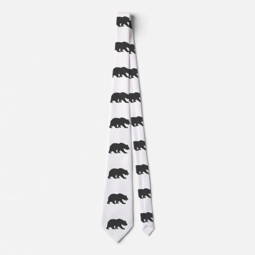 Silhouette grizzly bear_Choose background color Neck Tie