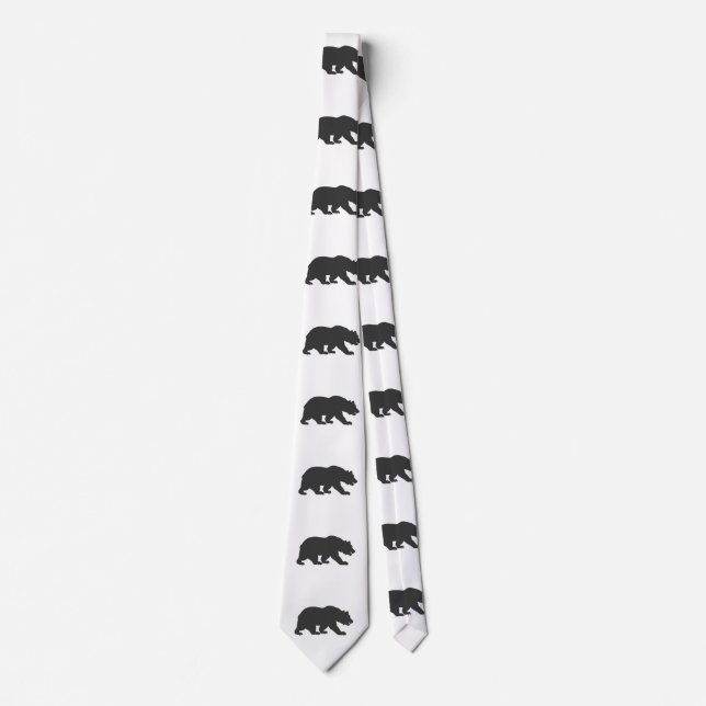 Silhouette grizzly bear-Choose background color Neck Tie (Front)