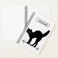 Silhouette Halloween Black Cat Dotted Notebook