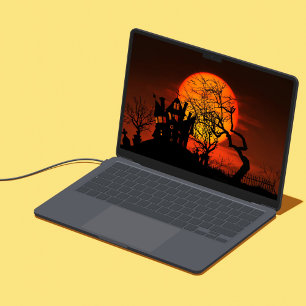Silhouette Halloween Scene Haunted House HP Laptop Skin
