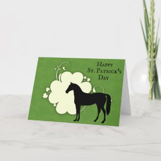 Silhouette Horse and Clovers St. Patrick's Day Holiday Card