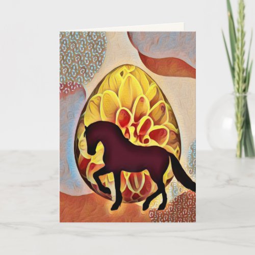 Silhouette Horse and Easter Egg Colorful Birthday Card