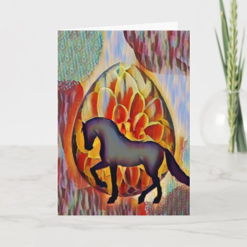 Silhouette Horse and Easter Egg Colorful Easter Card