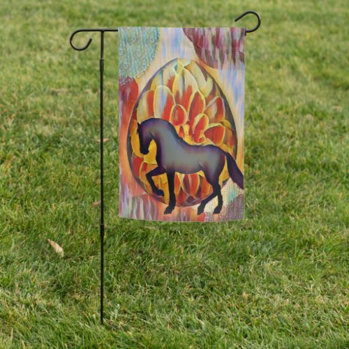 Silhouette Horse and Easter Egg Colorful Easter Garden Flag