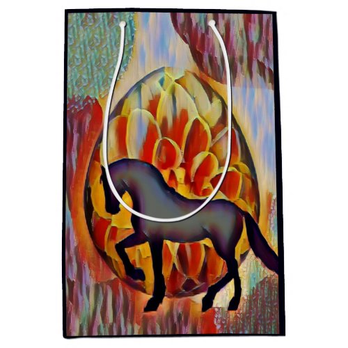 Silhouette Horse and Easter Egg Colorful Easter Medium Gift Bag