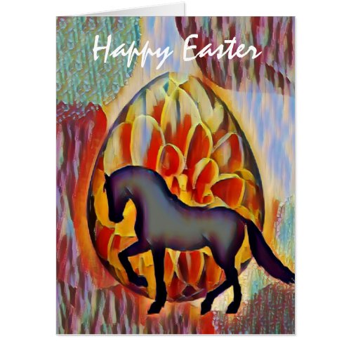 Silhouette Horse and Easter Egg Happy Easter BIG Card