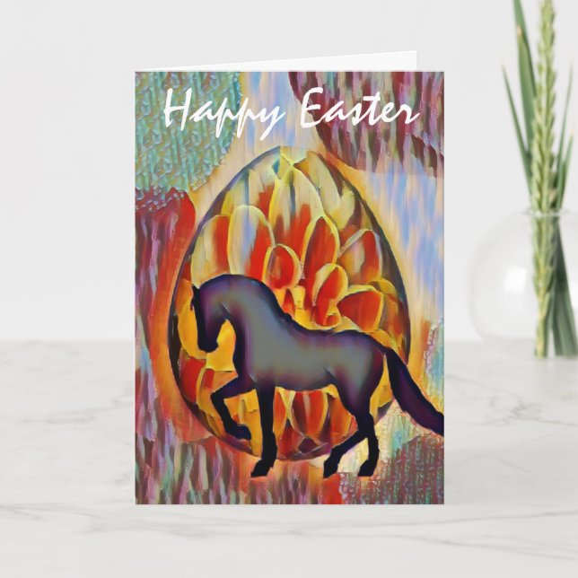 Silhouette Horse and Easter Egg Happy Easter Card (Front)