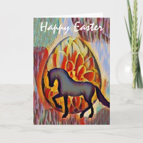 Silhouette Horse and Easter Egg Happy Easter Card