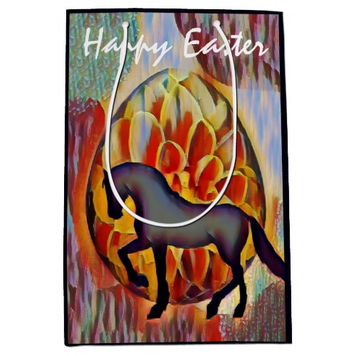 Silhouette Horse and Easter Egg Happy Easter Medium Gift Bag