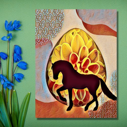 Silhouette Horse and Flower Easter Egg Easter BIG Card