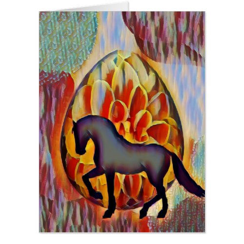 Silhouette Horse and Flower Easter Egg Easter BIG Card