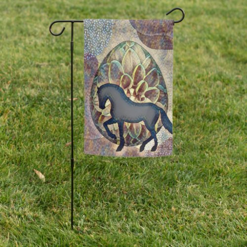 Silhouette Horse and Flower Easter Egg Easter Garden Flag