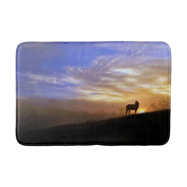 Silhouette Horse in Sunrise Bathmat (Front)