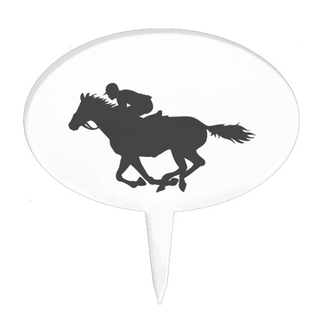 Silhouette horse jockey - Choose background color Cake Topper (Front)