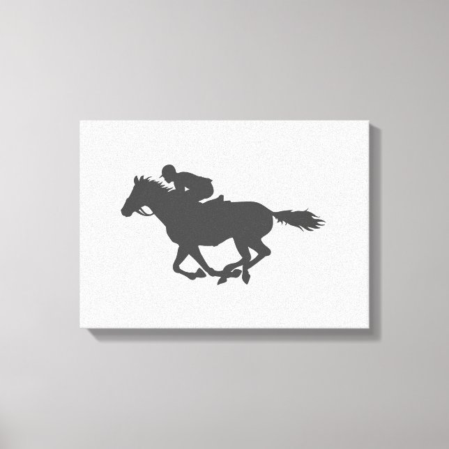 Silhouette horse jockey - Choose background color Canvas Print (Front)