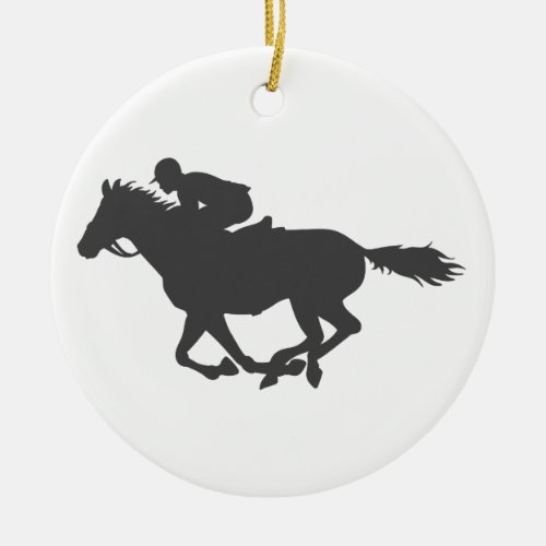 Silhouette horse jockey _ Choose background color Ceramic Ornament
