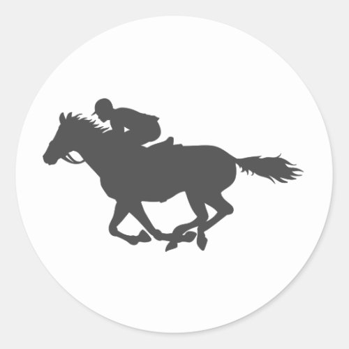 Silhouette horse jockey _ Choose background color Classic Round Sticker