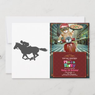Silhouette horse jockey - Choose background color Invitation