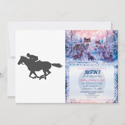 Silhouette horse jockey _ Choose background color Invitation