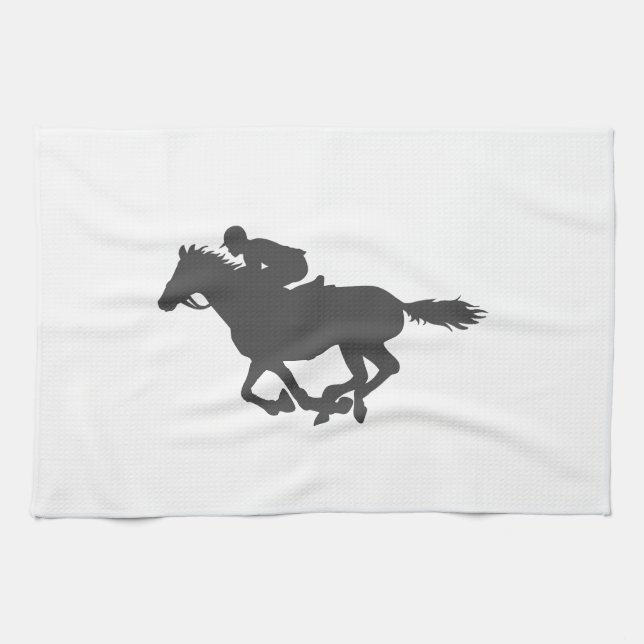 Silhouette horse jockey - Choose background color Kitchen Towel (Horizontal)