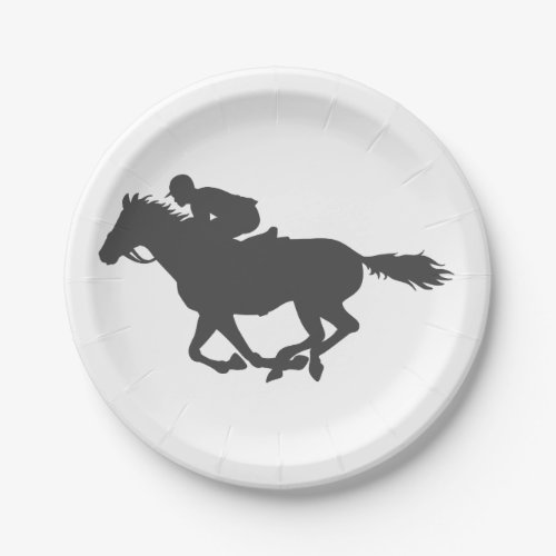 Silhouette horse jockey _ Choose background color Paper Plates