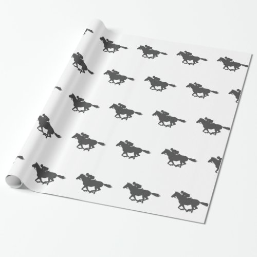 Silhouette horse jockey _ Choose background color Wrapping Paper