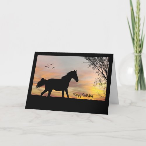 Silhouette Horse w Sunset Birthday Card